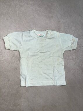 healthtex Off-White Short Sleeve Baby Tee with Snap Shoulder